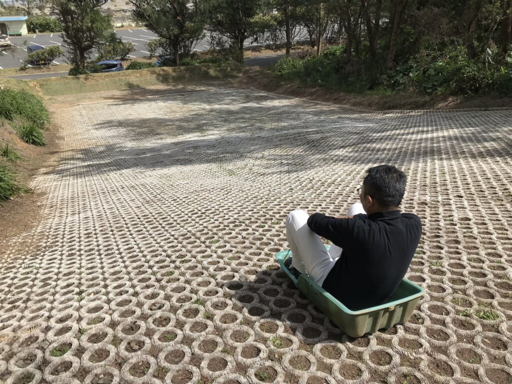 あやまる岬公園の芝スキー
