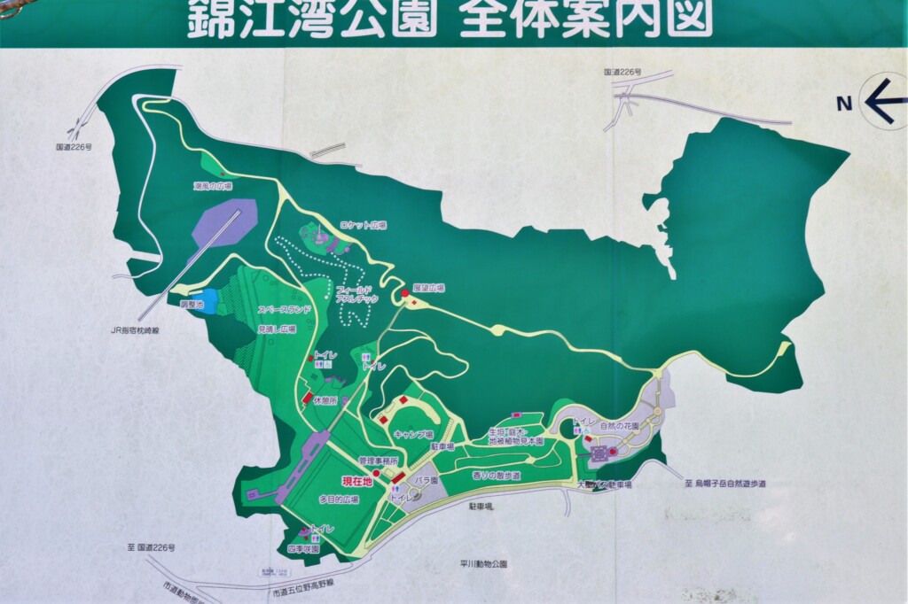 錦江湾公園の園内マップ